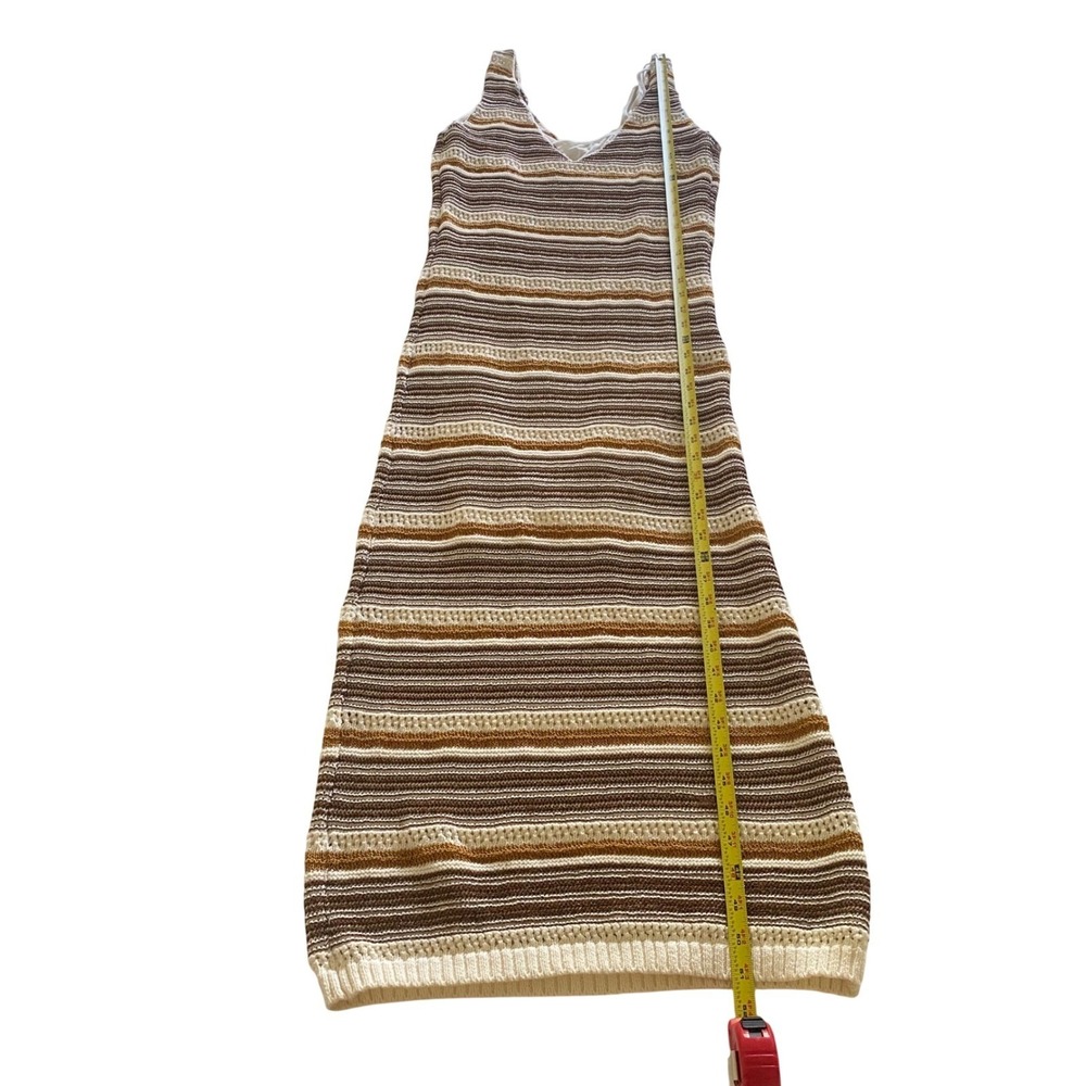 House of Harlow 1960 Crochet Knit Maxi‎ Dress Striped Boho Metallic M - Picture 9 of 10